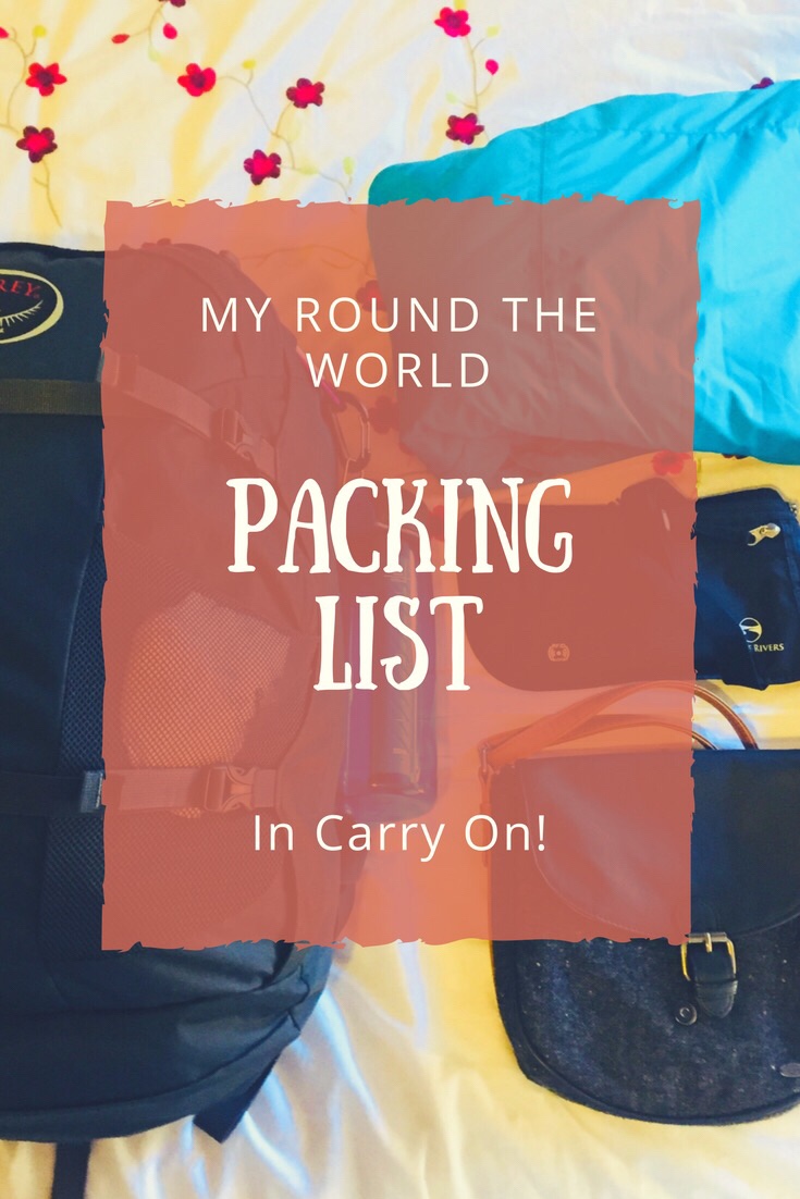 My round the world packing list, in carry on!